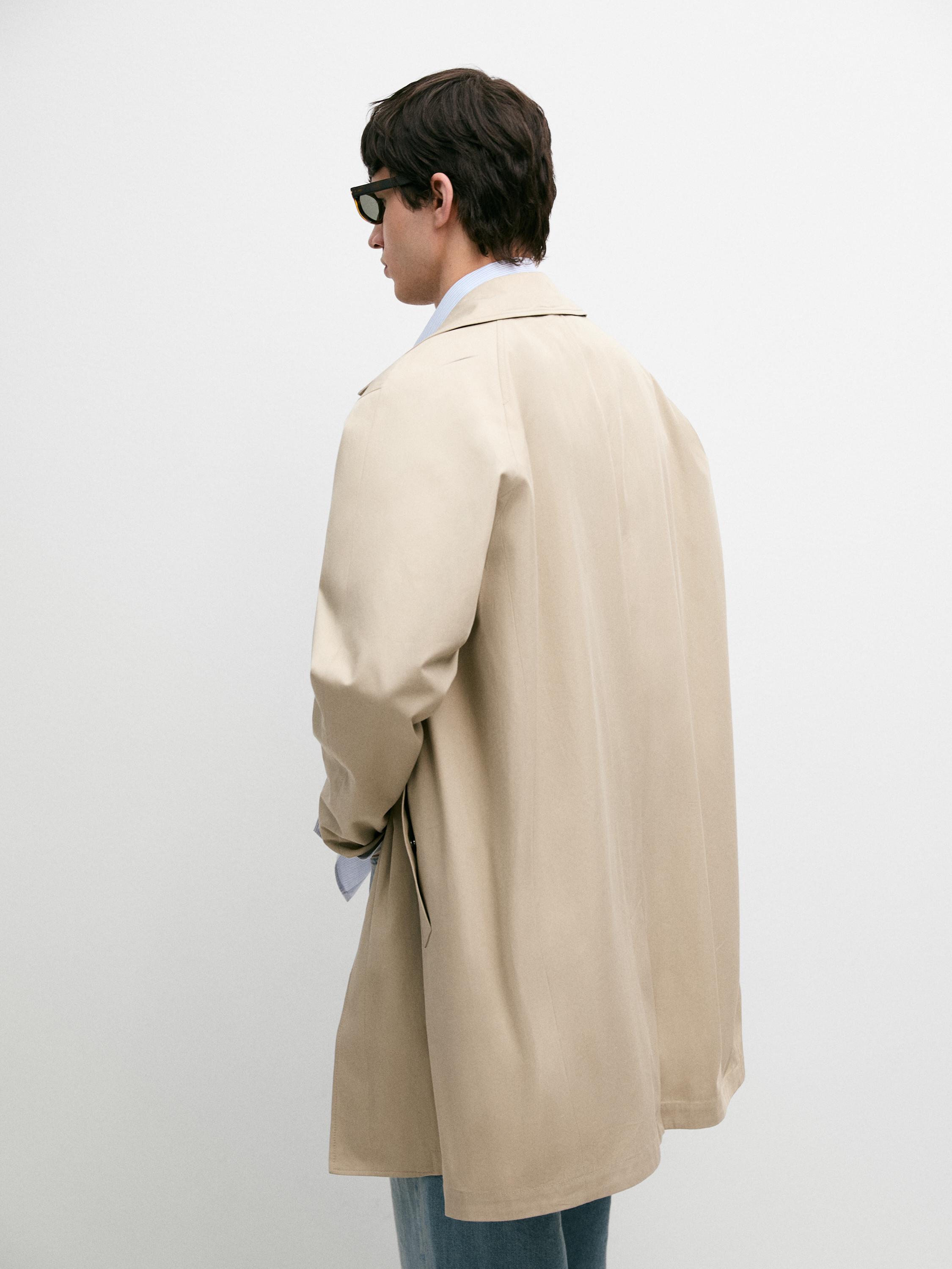 Check cotton trench coat with interior detail